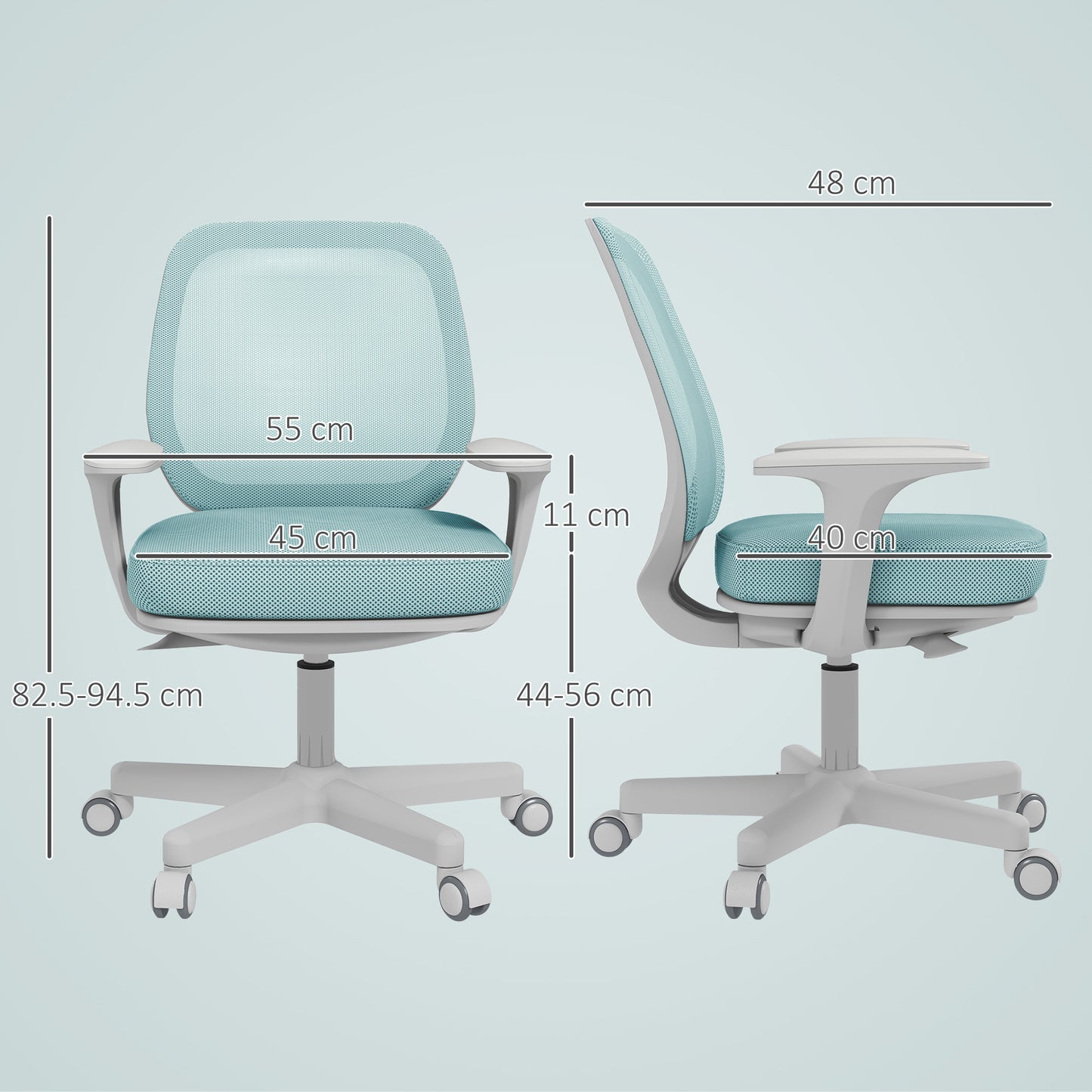44-56cm Mesh Back Office Chair - Light Green