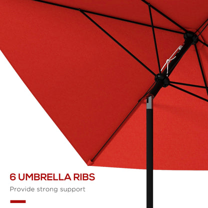 2 x 3 m Rectangular Parasol Umbrella - Red