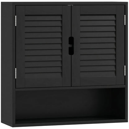 Bathroom Cabinet, Wall Mounted Storage Cabinet with Adjustable Shelves, 60 x 20 x 60 cm, Black
