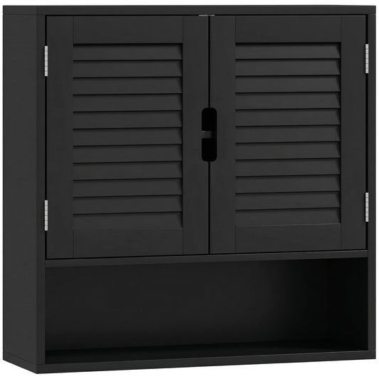 Bathroom Cabinet, Wall Mounted Storage Cabinet with Adjustable Shelves, 60 x 20 x 60 cm, Black