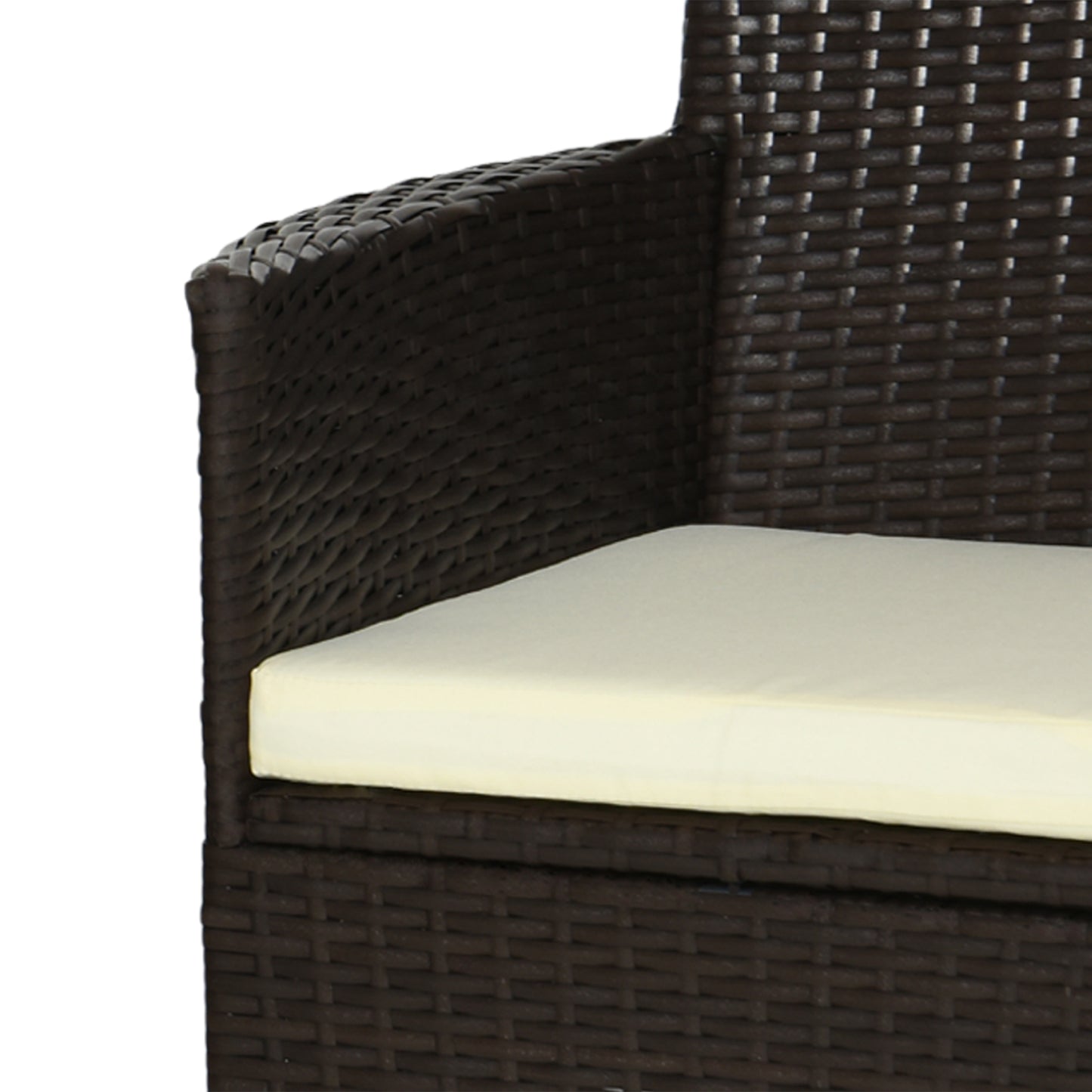 2 Pieces Outdoor PE Rattan Dining Chairs Set with Cushion, Garden Armchair with Armrests, High Backrest