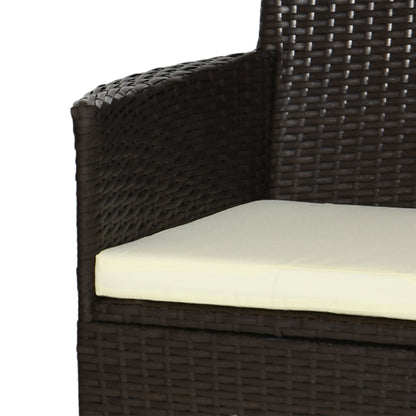 2 Pieces Outdoor PE Rattan Dining Chairs Set with Cushion, Garden Armchair with Armrests, High Backrest
