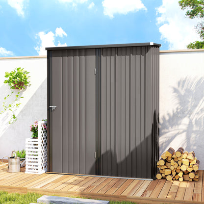 5.3 x 3.1ft Corrugated Steel Garden Shed - Light Grey