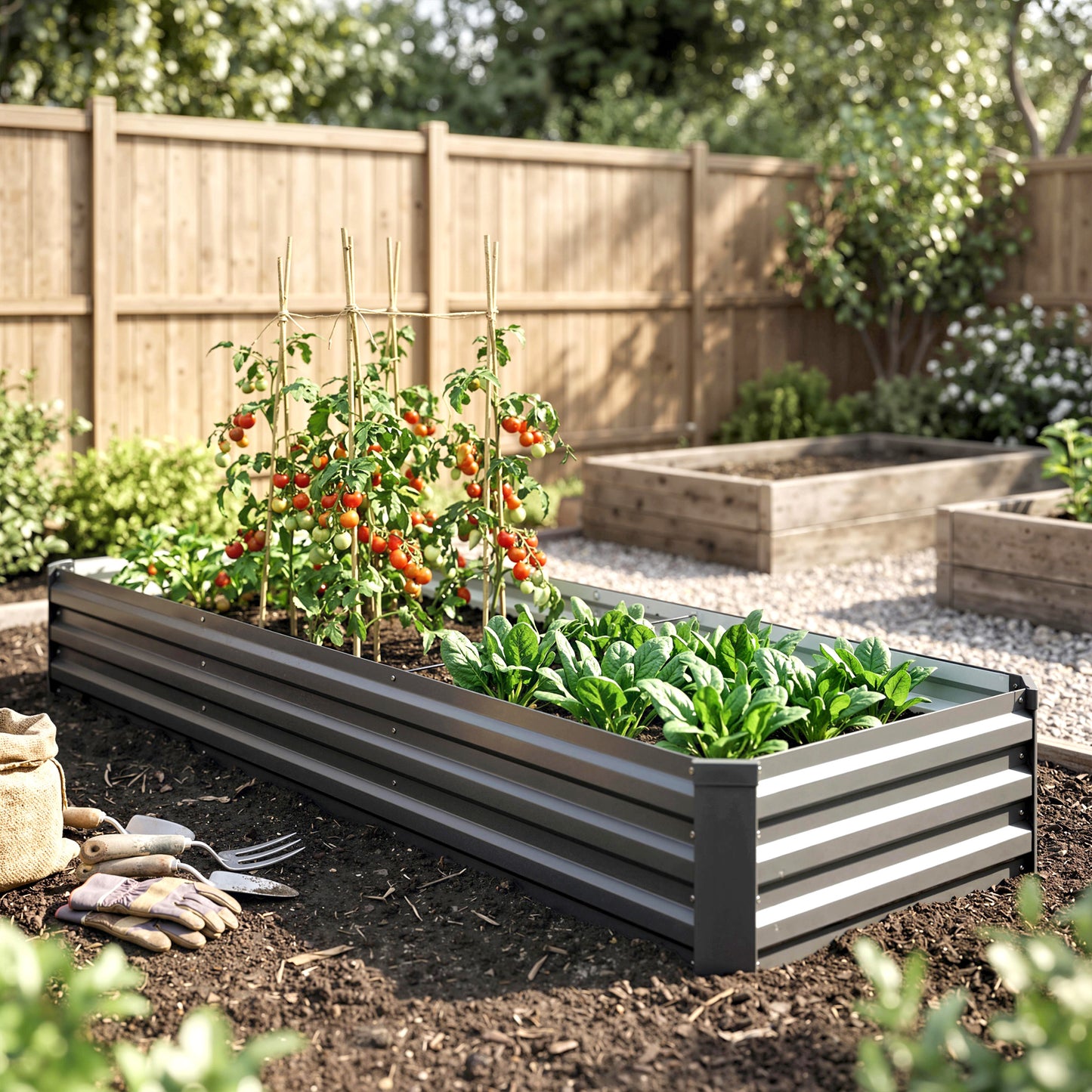 60 x 240cm Galvanised Steel Planter, with Open Bottom