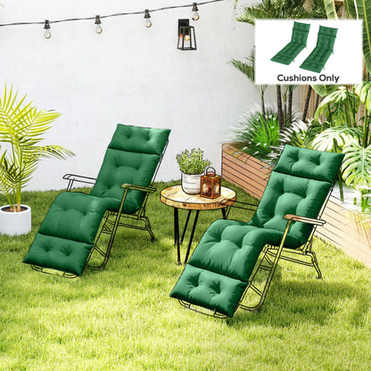 Set of Two 190 x 56cm Sun Lounger Cushions - Green