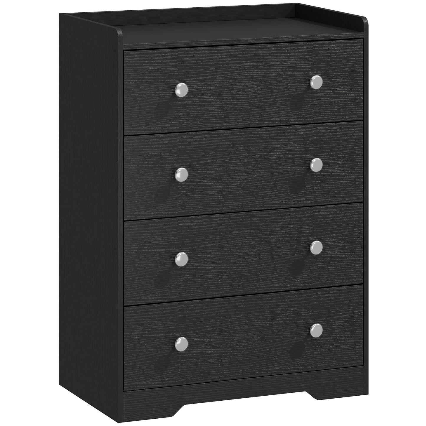 4 Drawer Chest of Drawers, Modern Dresser for Bedroom, Storage Cabinet for Living Room Entryway, Black Wood Effect