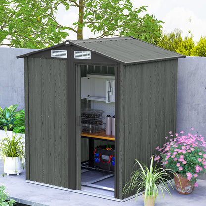 4.3 x 5ft Outdoor Garden Storage Shed - Grey Wood Effect