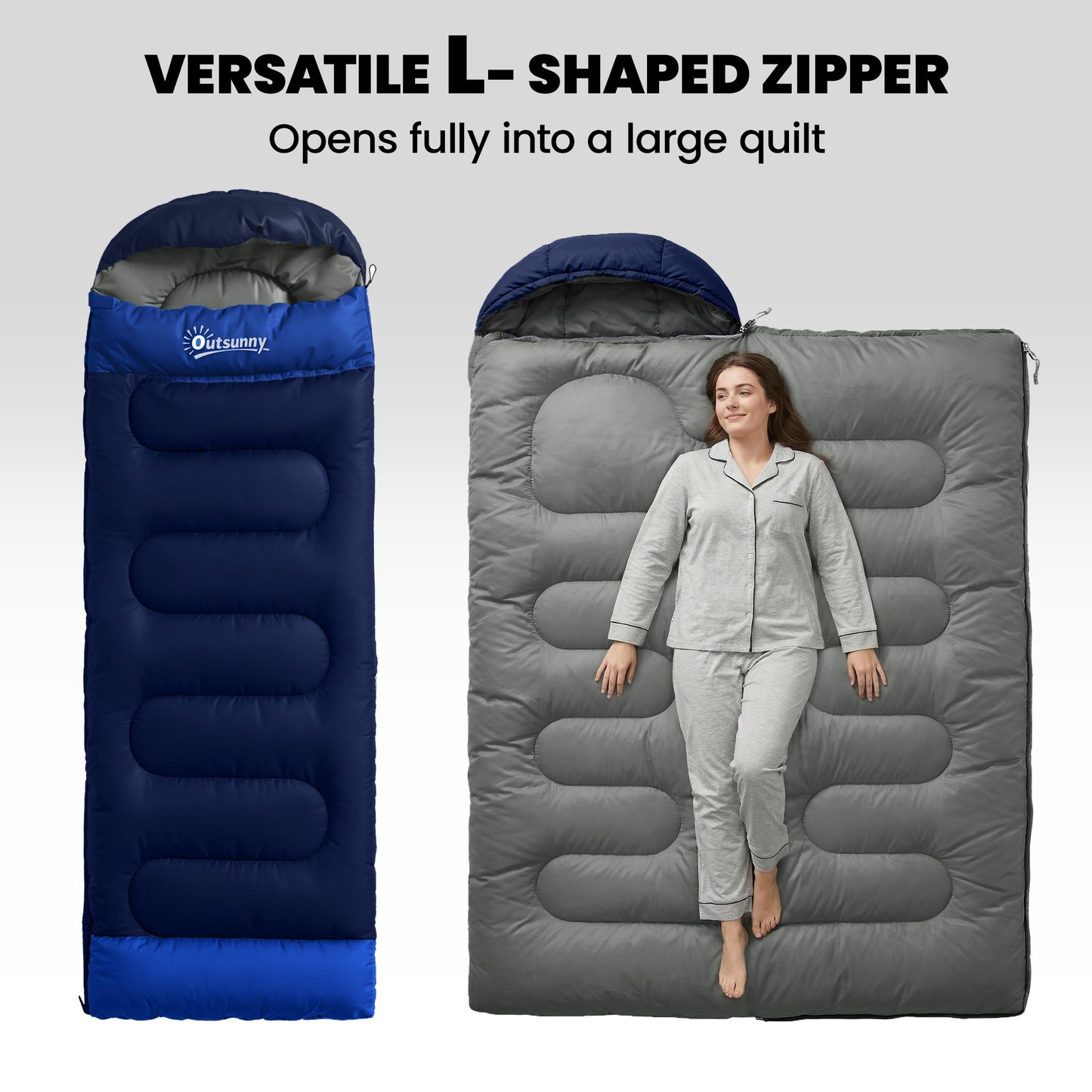 Sleeping Bag for Adults, Lightweight & Compact Sleeping Bag, 3 Seasons, Navy Blue