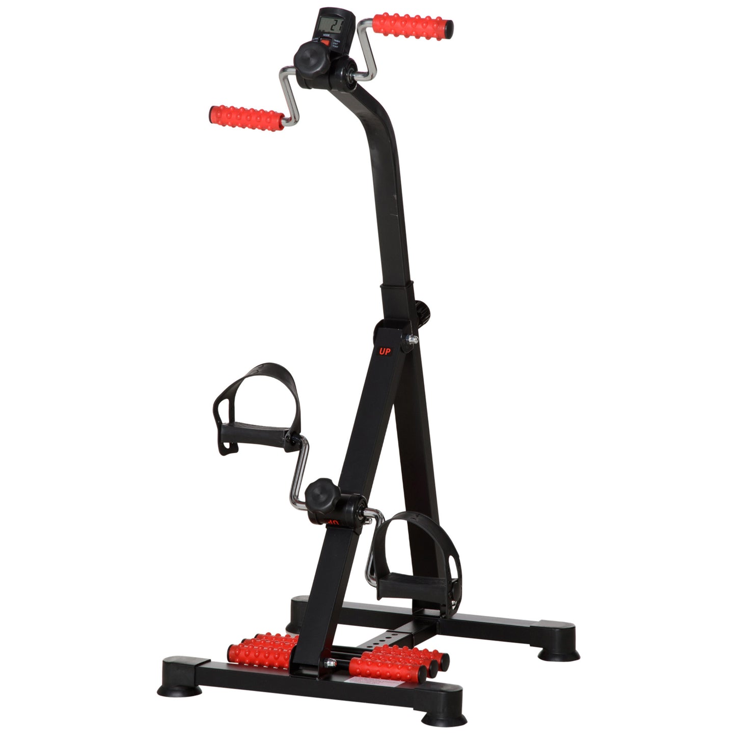 Portable Exercise Bike for Home Pedal Exerciser Height-adjustable 56L x 44- 56W x 75- 97H cm Black and Red