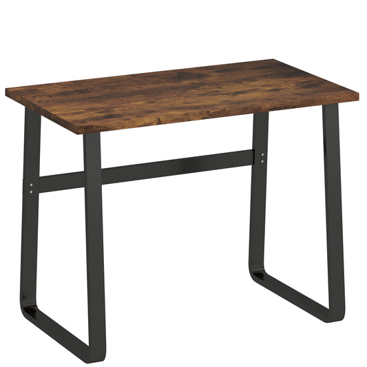 Industrial Writing Desk With Metal Legs, 100 x 58 x 74.5cm, Rustic Brown and Black