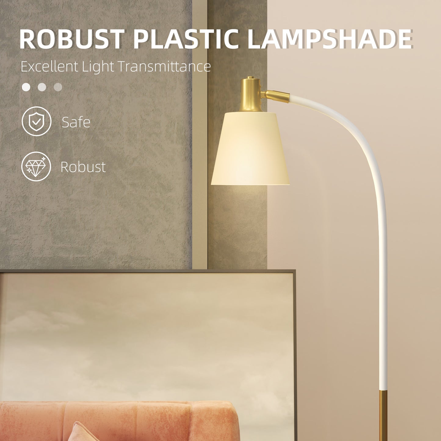 Floor Lamp for Living Room, Spotlight Reading Standing Lamp with Adjustable Height, Rocker on/off Switch