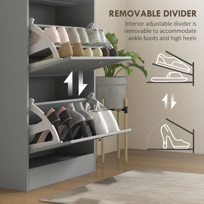 Modern Compact Three-Drawer Shoe Storage Cabinet - Grey