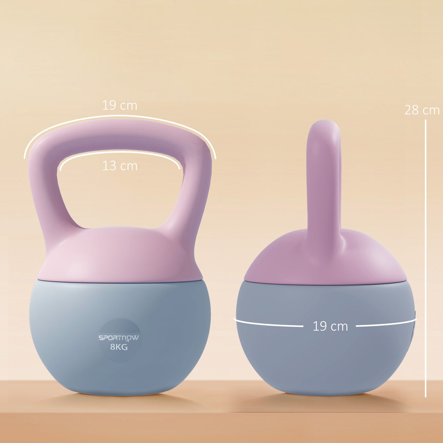 8KG Soft Kettlebell, Kettlebell with Non-Slip Handle for Home Gym, Weight Lifting, Strength Training, Purple/Grey
