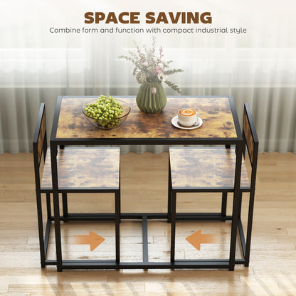 3 Piece Table Stool Set - Rustic Brown