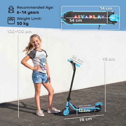 Electric Scooter for Kids Aged 6-14 Years, with Colourful Lights, Blue