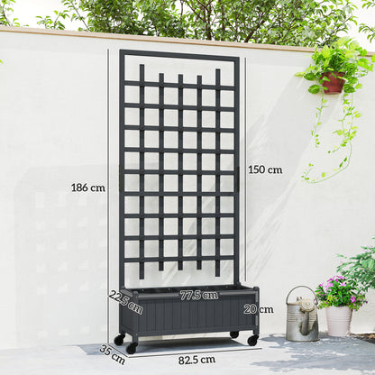 Wooden Trellis Planter, Raised Garden Bed with Wheels, to Climb and Grow Vegetables, Herbs and Flowers, Grey