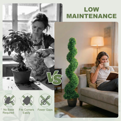 Set of 2 Artificial Plants, Topiary Spiral Boxwood Trees with Pot, for Home Indoor Outdoor Decor, 150cm