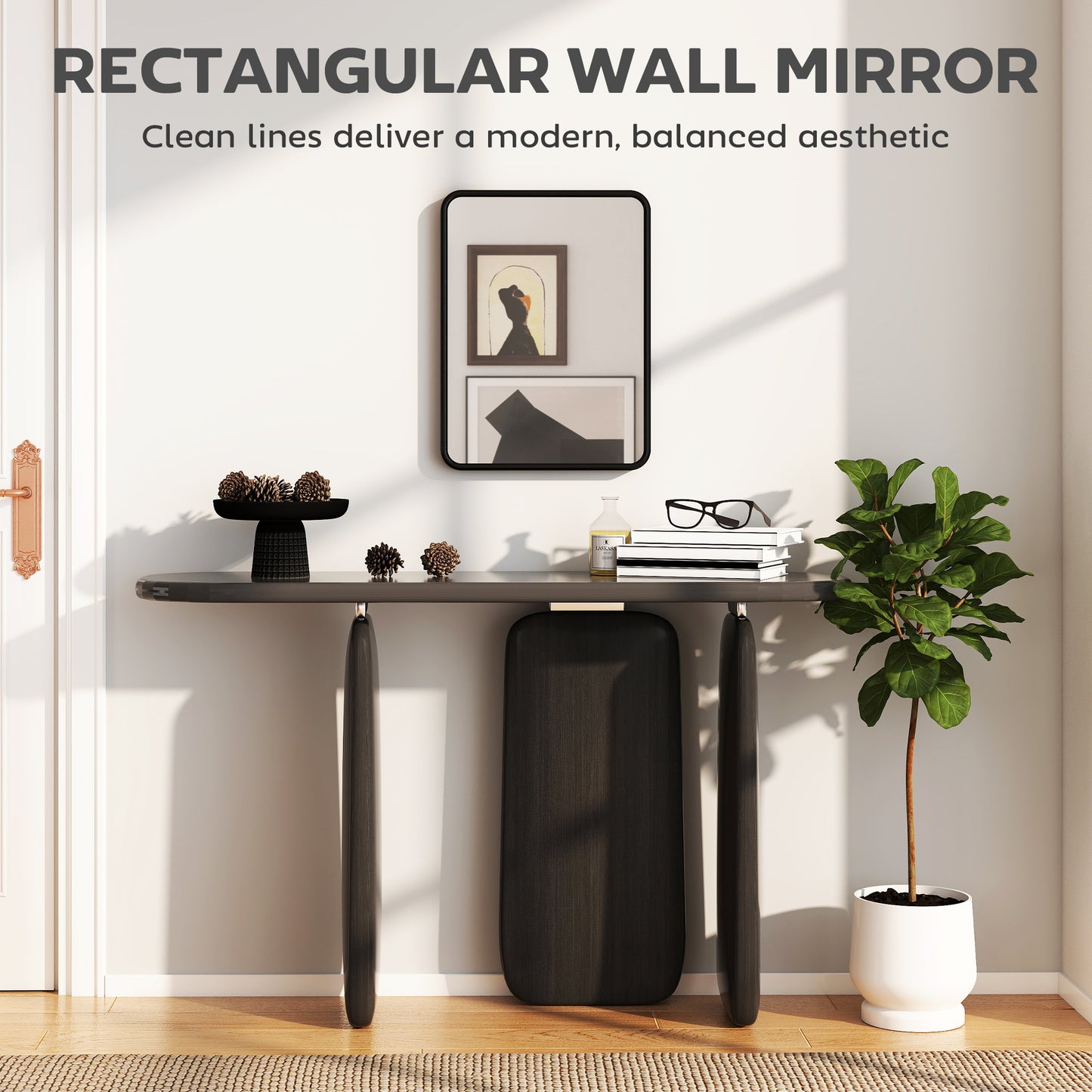 Rectangular Wall Mirror with HD Glass - Black