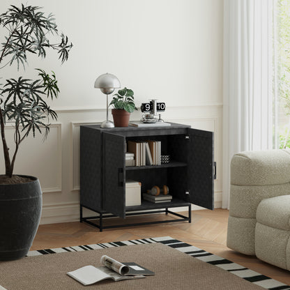 Modern Sideboard, Freestanding Sideboard Storage Cabinet with Adjustable Shelf and 2 Doors for Living Room, Black