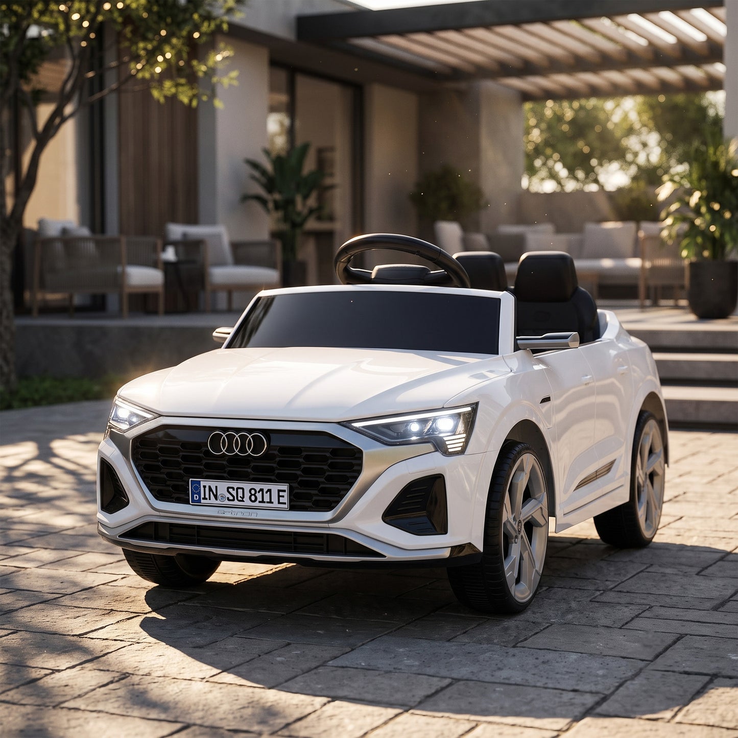 Audi Q8 etron Sportback Licensed Ride on Car with Remote Control, Four-Wheel Suspension, Soft Start for Ages 3-4, White