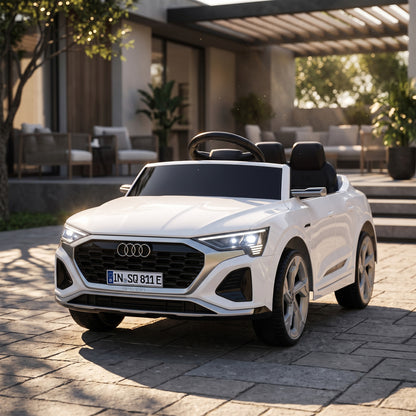 Audi Q8 etron Sportback Licensed Ride on Car with Remote Control, Four-Wheel Suspension, Soft Start for Ages 3-4, White