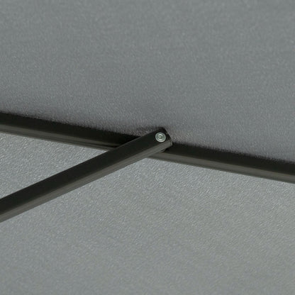 3m Cantilever Parasol with Easy Lever, Patio Umbrella with Crank Handle, Cross Base and 6 Metal Ribs