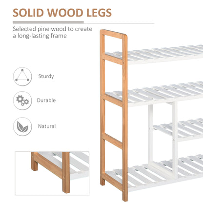 4 Tier Shoe Racks Storage Stand Shelf Organizer Wood Frame 78 x 68 x 26 cm Hallway Furniture