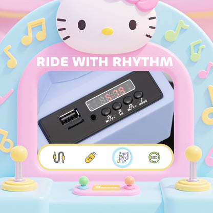 Hello Kitty Kids Ride on Bumper Car with Remote Control, Two Joysticks, Music, Lights, Safety Belt, White