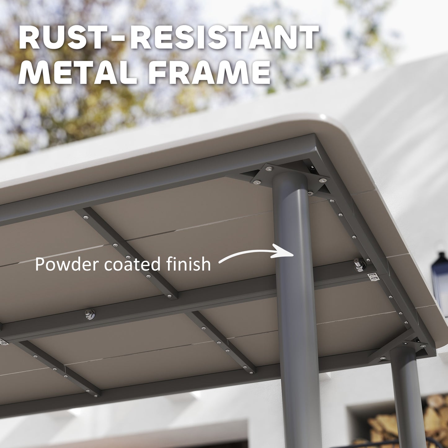 Garden Table, Outdoor Dining Table for 6 People, 160 x 90 x 74 cm, with Rust Resistant Metal Frame, WPC Top, for Balcony