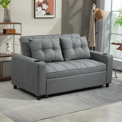 2 Seater Sofa Bed Pull-Out Sofa Bed for Small Space - Charcoal Grey