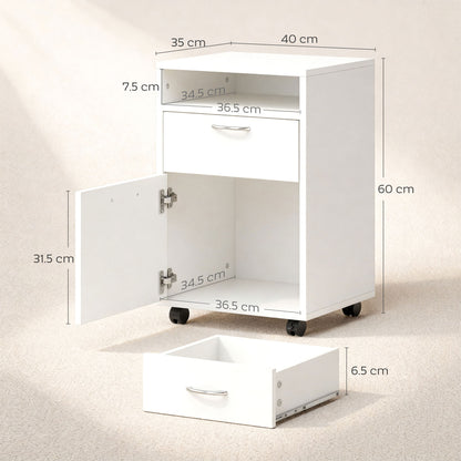 Filing Cabinet, Mobile File Cabinet with 2 Lockable Drawers, Office Home Organiser on Wheels for A4