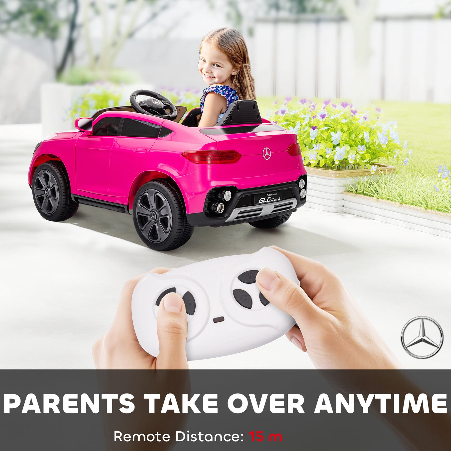 Mercedes-Benz GLC Licensed Kids Ride on Car with Remote Control, Soft Start, MP3, LED Headlights, Pink