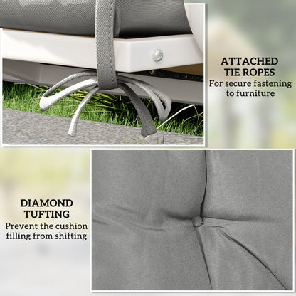 2 Seater Bench Pad, Garden Chair Cushion with Back and Ties for Indoor and Outdoor Use, 98 x 100 cm, Light Grey