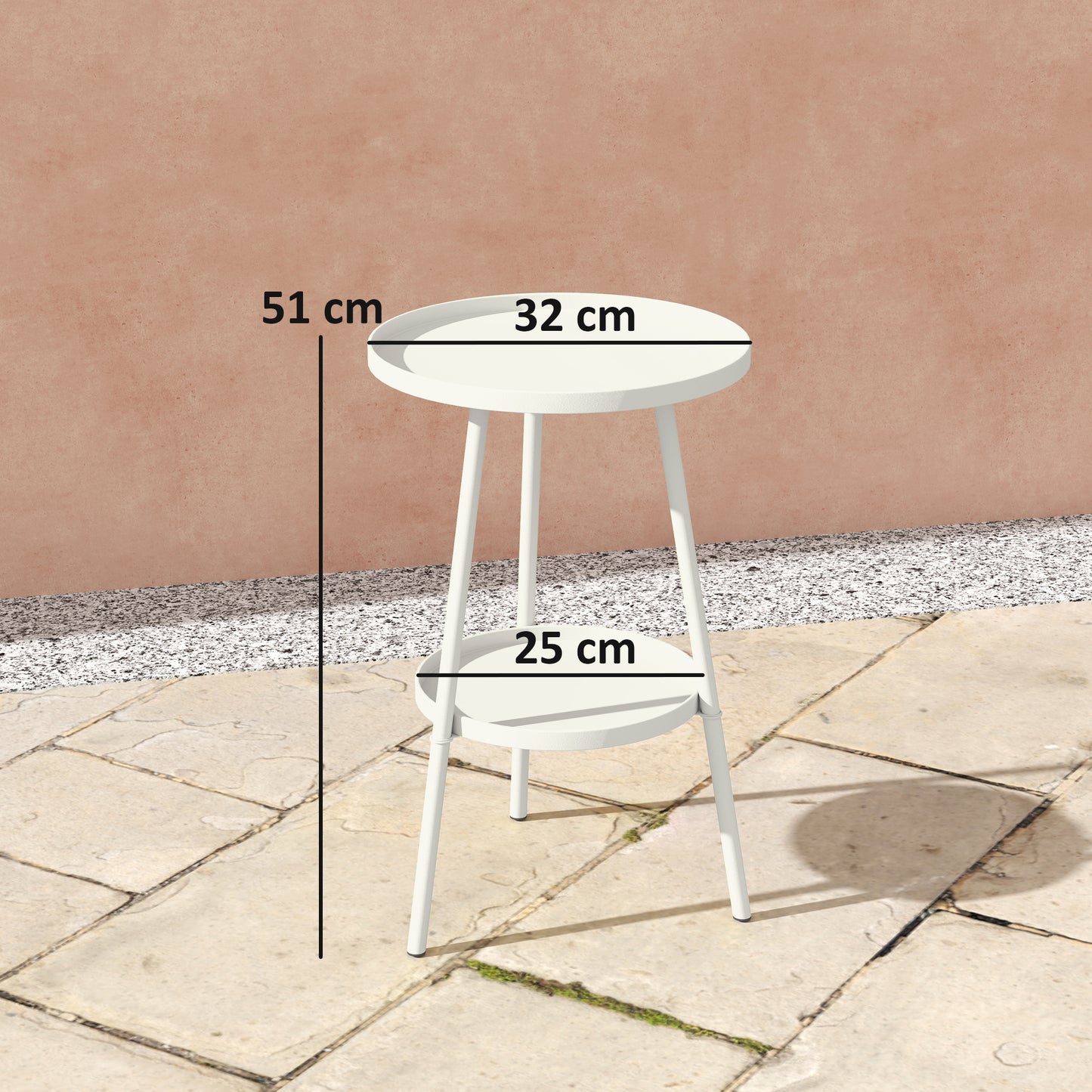 Two-Tier Metal Garden Table - White