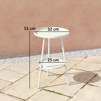 Two-Tier Metal Garden Table - White
