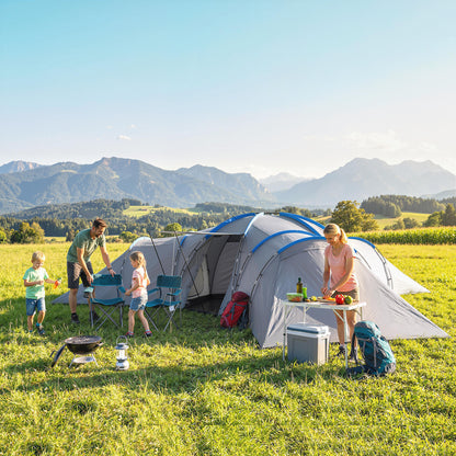 6-9 Man Large Tunnel Tent with 3 Bedrooms, Living Area and Porch, Stand-up Camping Tent, Portable with Bag, Light Grey
