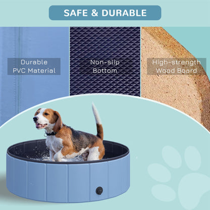 Foldable Dog Pool for Puppies and Ducks, Thickened PVC Dog Paddling Pool Bath Tub Hard Board