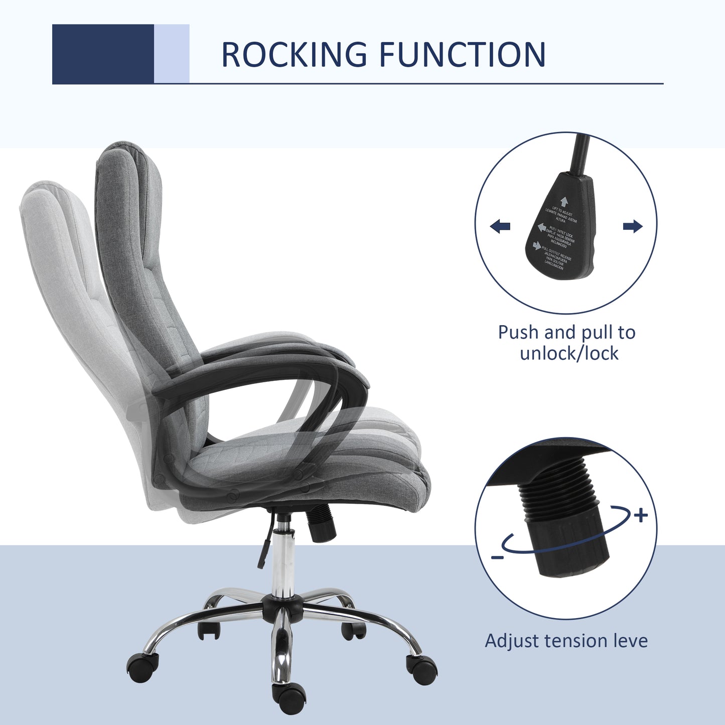 Linen-Look Swivel Office Chair - Dark Grey