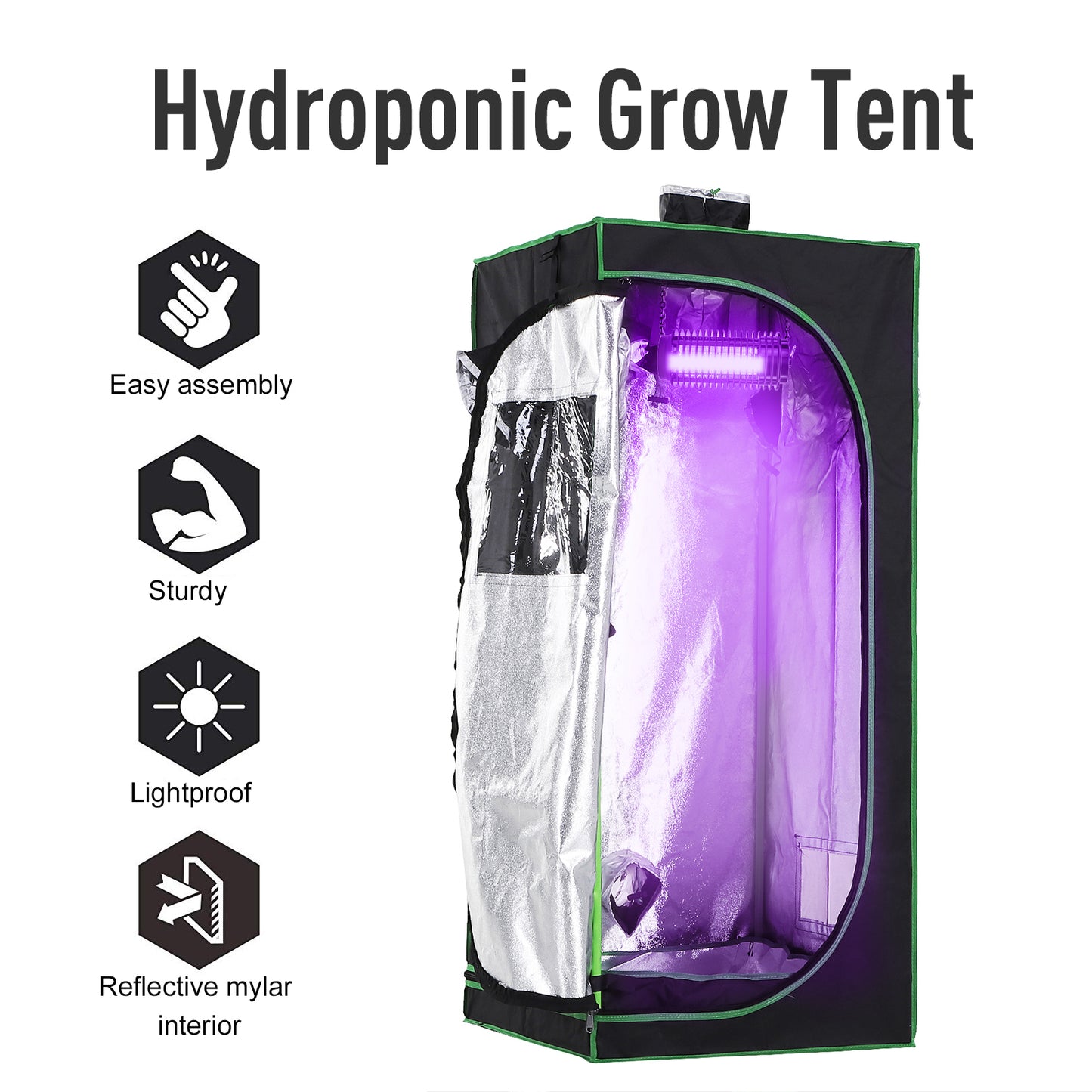 Grow Tent Reflective Mylar Hydroponic with Adjustable Vents and Floor Tray for Indoor Plant Growing