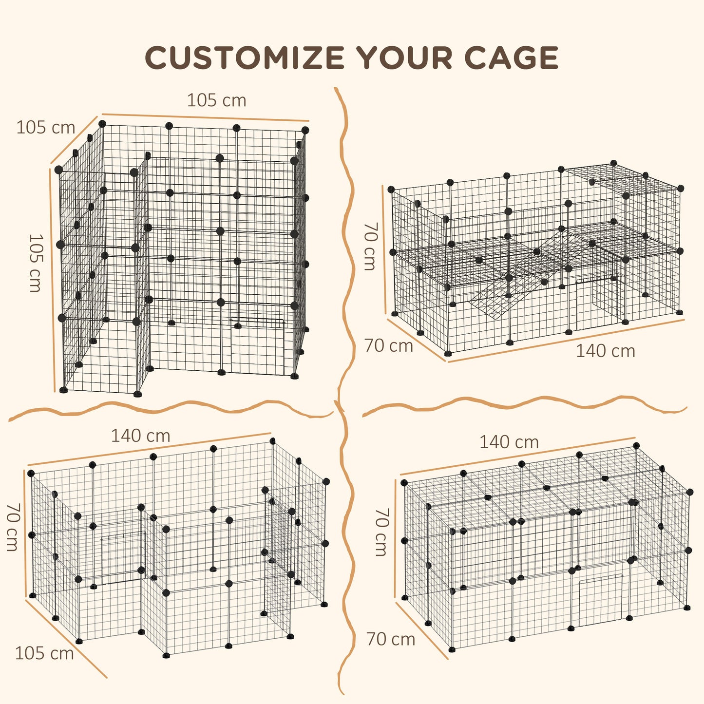 DIY Pet Playpen Metal Wire Fence Indoor Outdoor Rabbit Small Animals Cage 36 Panel Enclosure Black