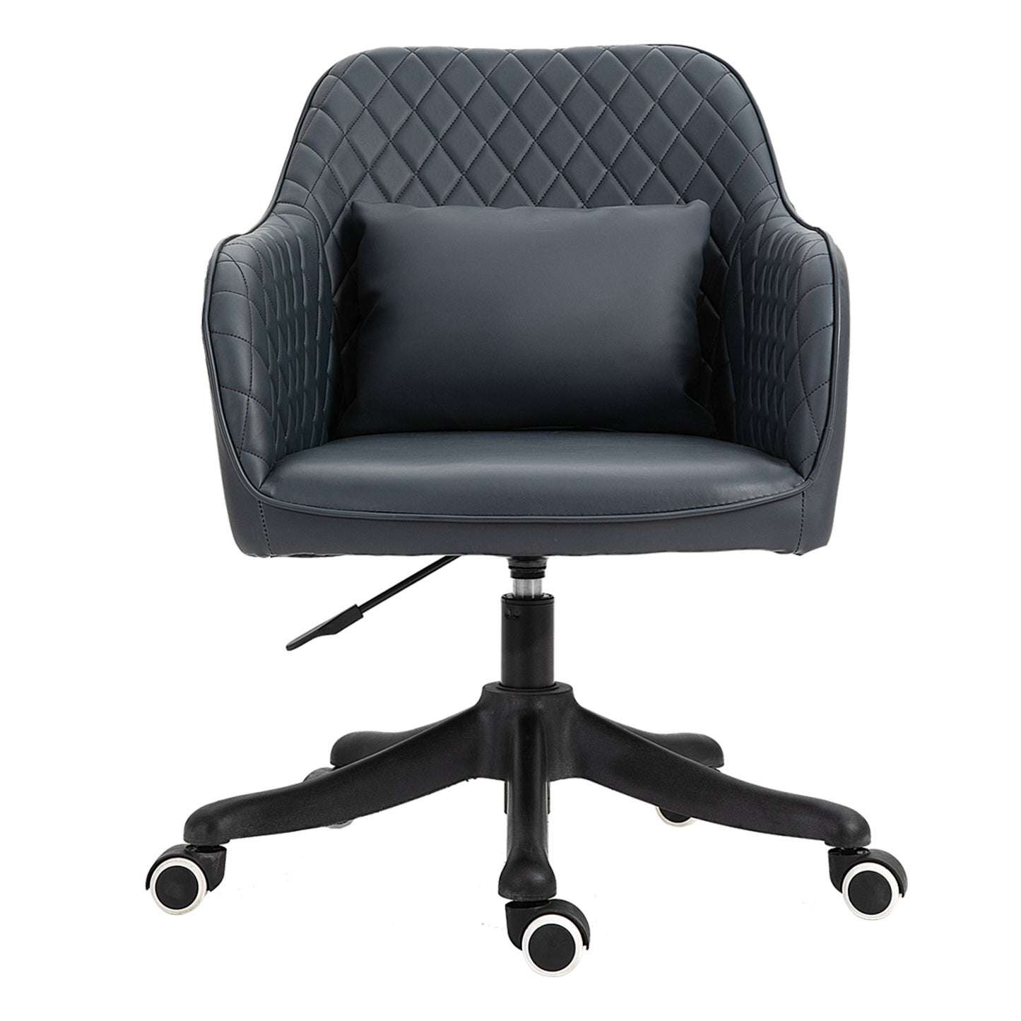 PU Leather Office Chair, Desk Chair, Makeup Vanity Chair with Massage Lumbar Pillow and Rolling Wheels for Bedroom and Home