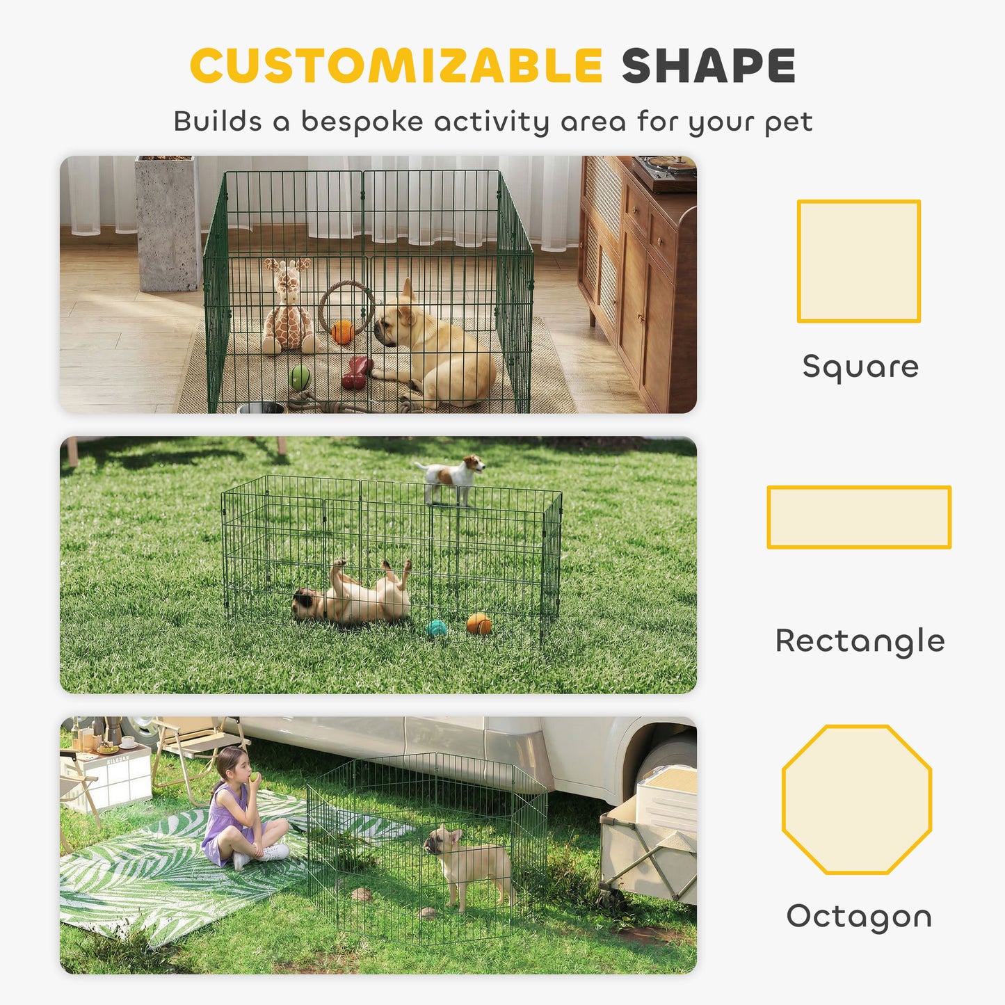 8 Panel Pet Playpen for Small Dogs Indoor Outdoor 60 cm Height