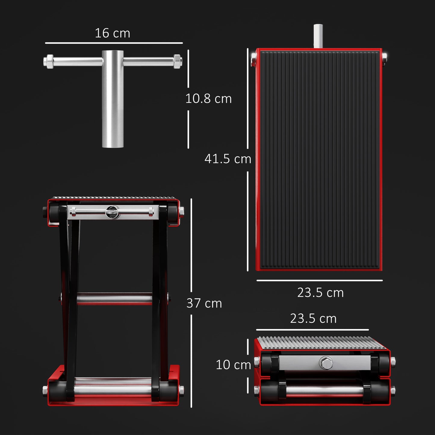 500KG Motorcycle Lift Scissor Jack, Height Adjustable Motorbike Stand with Anti-Slip Wide Deck