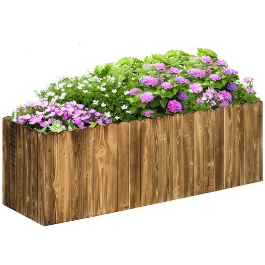 172L Raised Garden Bed, Wooden Rectangle Planter Box, Outdoor Herb Vegetable Flower Pot (120L x 40W x 40H cm)