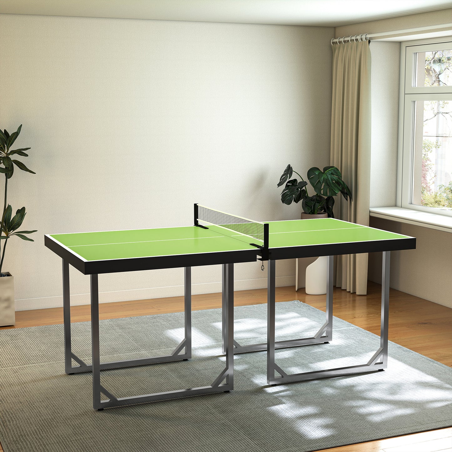 6ft Table Tennis Table, Ping Pong Table with Net, Foldable and Portable Ping Pong Set for Indoor Use, Easy Assemble, Midsize