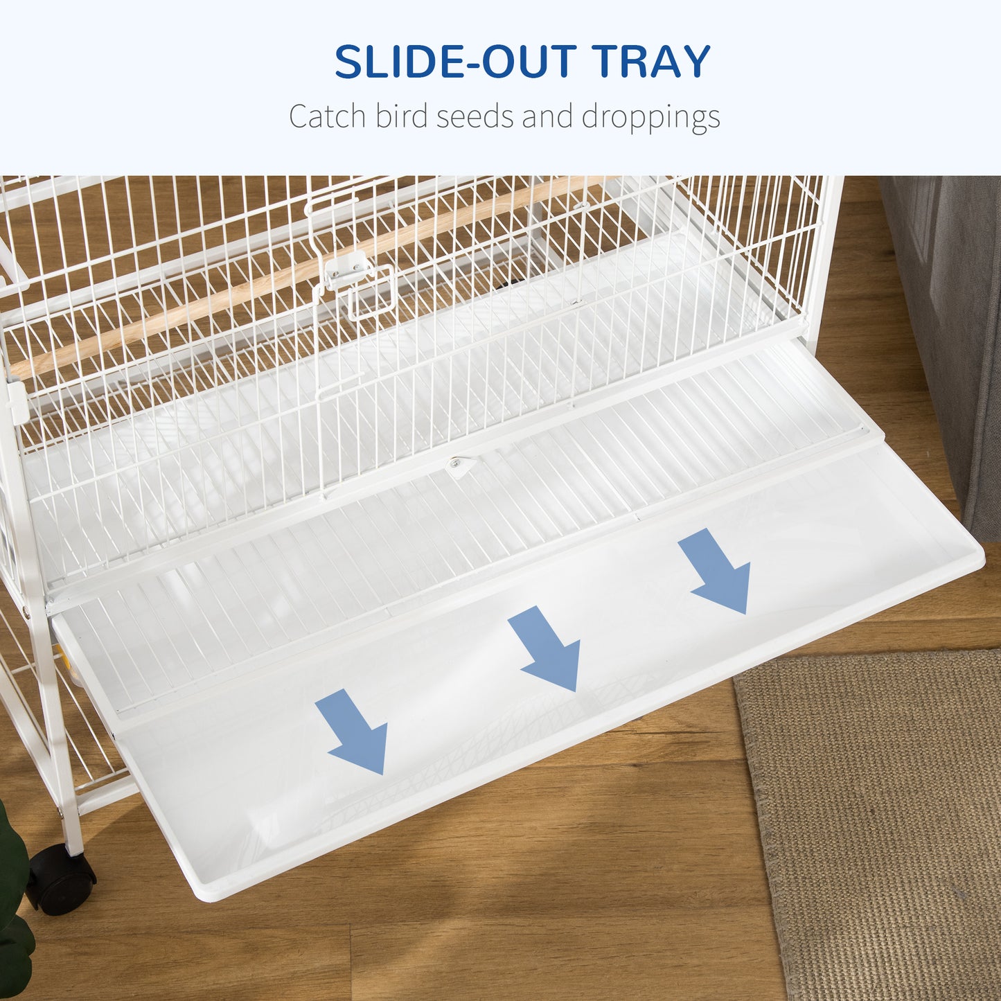 Large Bird Cage Budgie Cage for Finch Canaries Parakeet with Rolling Stand, Slide-out Tray, Storage Shelf, Food Containers