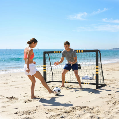 Football Goal, 6 x 4ft Portable Football Net with EPE Foam Padding, PVC Tube Covers Ground Stakes and Metal Frame