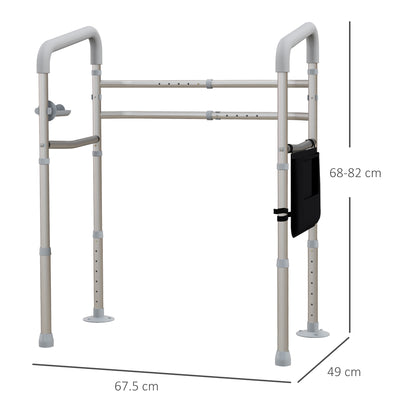 Free Standing Toilet Frame, Height and Width Adjustable Toilet Safety Frame with Arms, 2 Additional Suction Cups