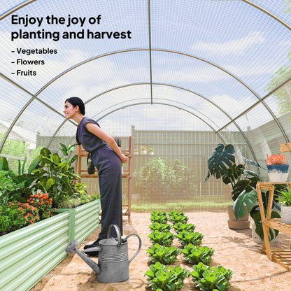 4 x 3 x 2 m Polytunnel Greenhouse with Roll-up Side Walls, Walk-in Grow House Tent with Steel Frame, Reinforced Cover