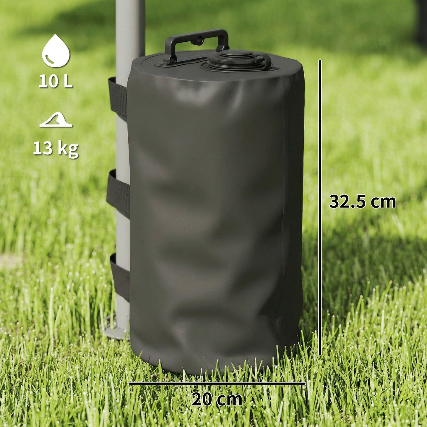 Set of 4 Gazebo Weights Sand Bags, Gazebo Water Weights Bags with Carry Handles for Garden Marquee, Parasol, Black